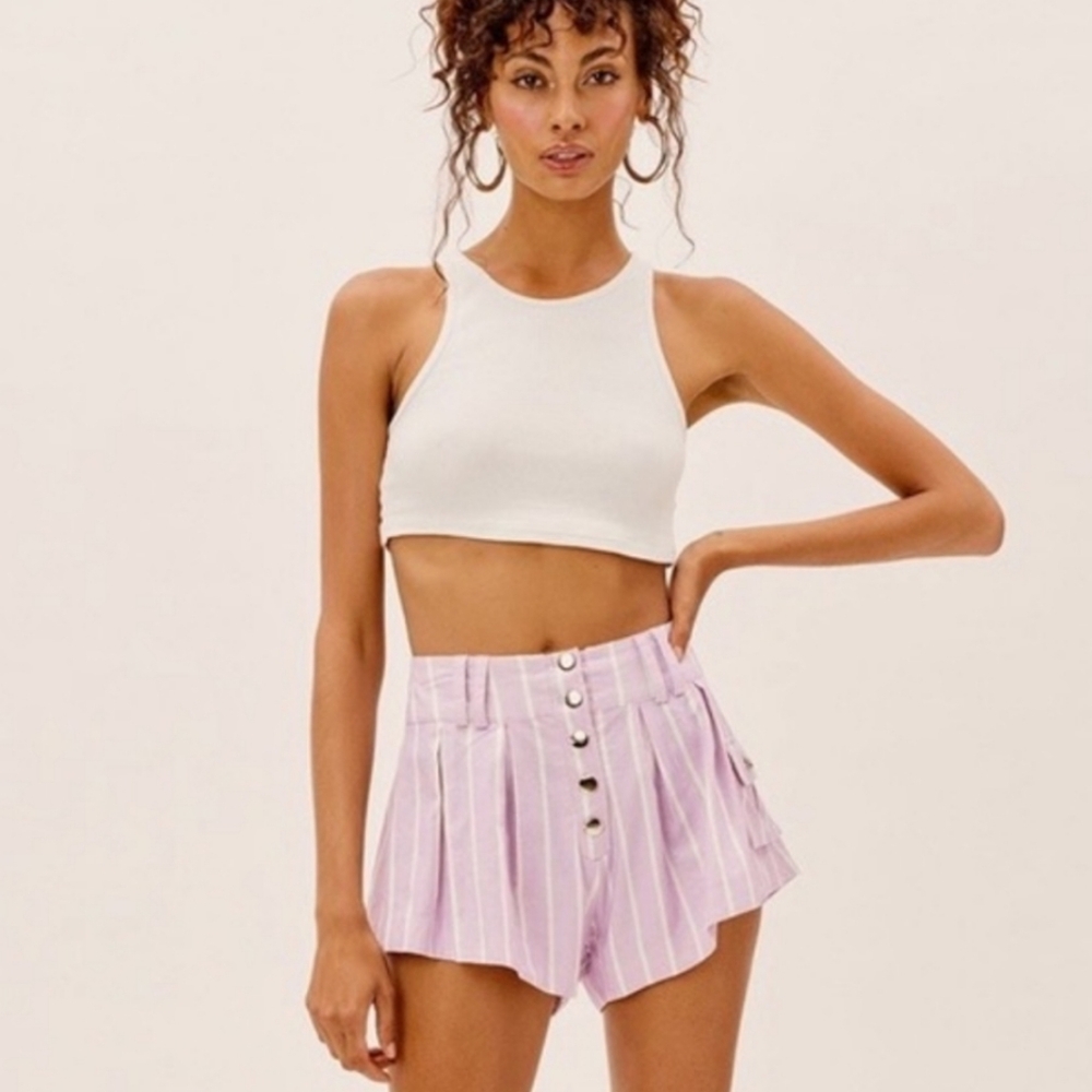 For Love And Lemons Gia Swing Shorts Size Medium Cargo Pocket Linen Cotton